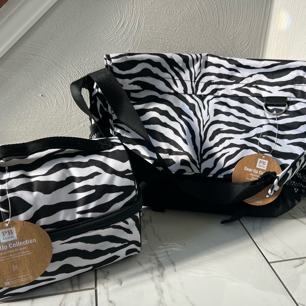Pottery Barn Teen Zebra Print Messenger Bag and Lunch Bag NWT